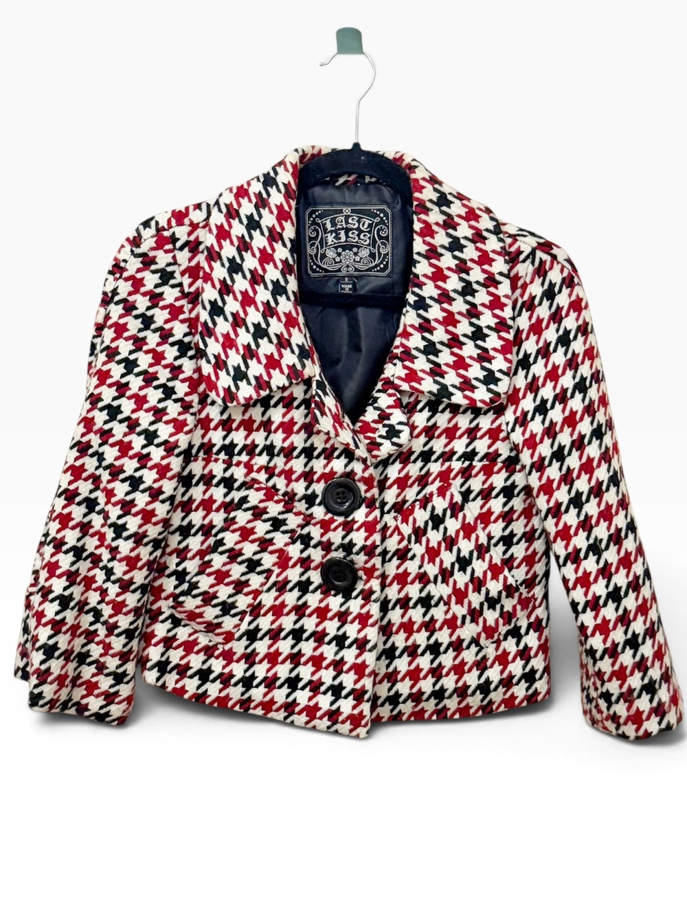 last kiss Red, Black & White wool Blazer